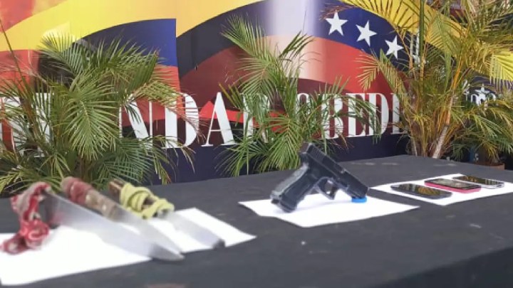 A la banda de Los Cachorros le incautaron armas blancas, un facsímil de Glock 9mm y celulares (Foto Carlos D'Hoy)