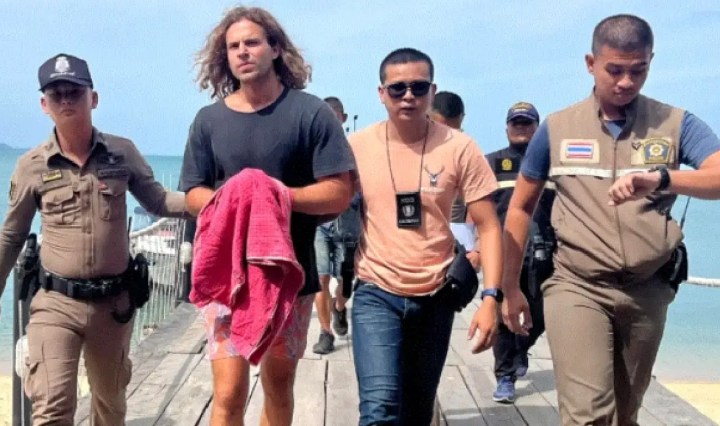 Daniel Sancho al ser detenido en Tailandia (Foto cortesía HSB Noticias)