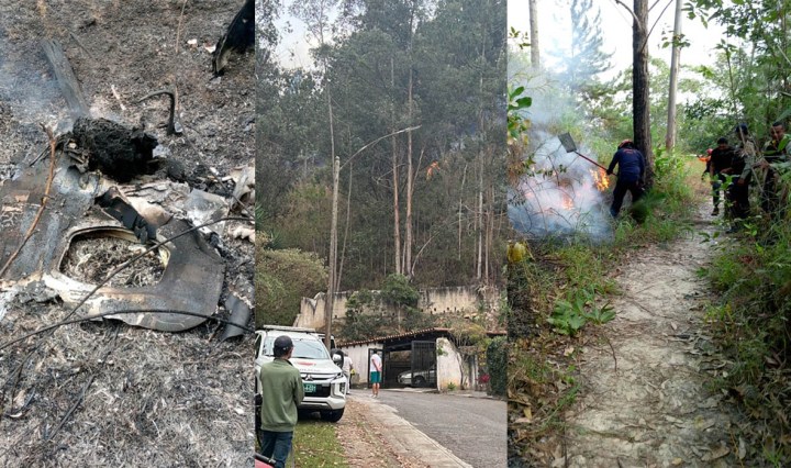 Tres imágenes del siniestro en el sector El Volcán (Fotos cortesía)