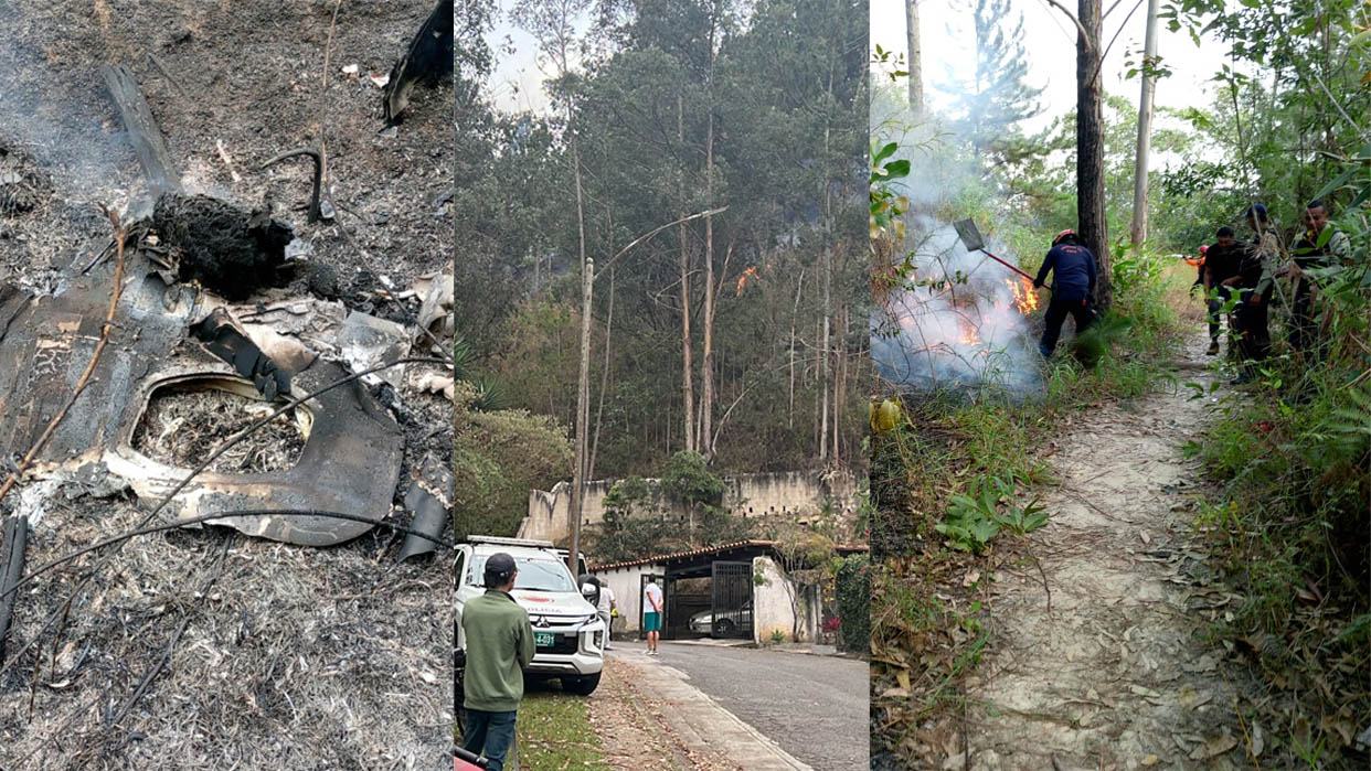Tres imágenes del siniestro en el sector El Volcán (Fotos cortesía)