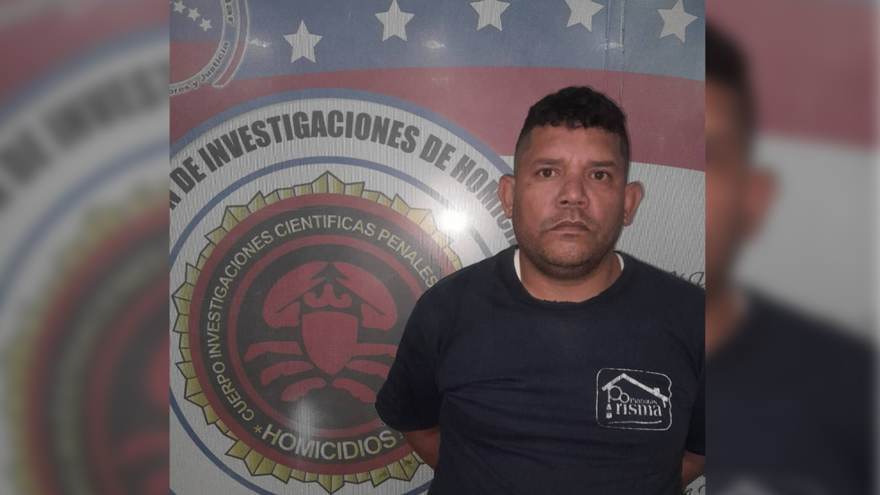 Joel José Manzanilla García, de 44 años de edad, detenido por provocar la muerte de su esposa embarazada (Foto publicada por el Cicpc)