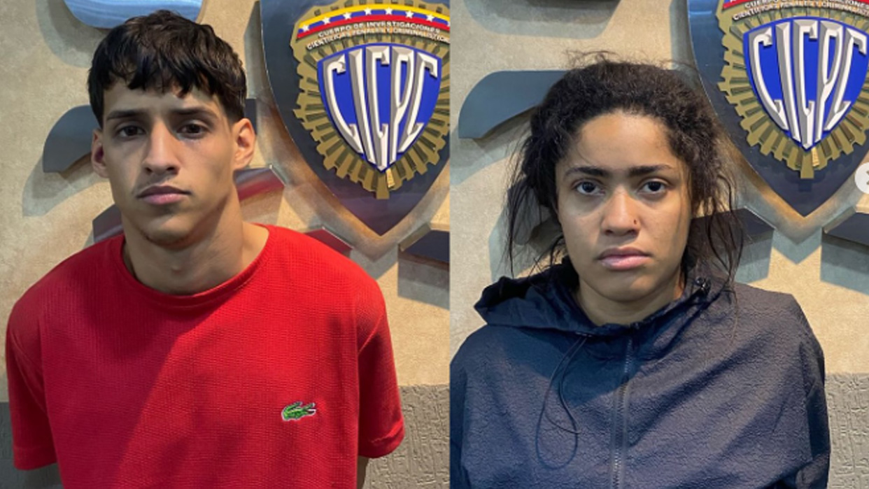 Rubin Daniel Mustiola Castañeda, de 22 años de edad, y Génesis Victoria Figueroa Villa, de 24 años, detenidos como sospechosos de robo y homicidio (Fotos publicadas por el Cicpc)