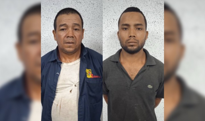 Abrahan José González Lisboa (47) y Carlos José Bastardo (25) detenidos por presuntamente ocultar un asesinato (Foto publicada por el Cicpc)