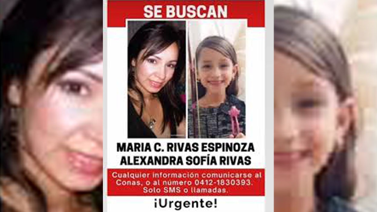 Reproducción del cartel de desaparición de María Catalina Rivas Espinoza, de 44 años de edad, y su hija Alejandra Sofía Rivas (Foto cortesía)