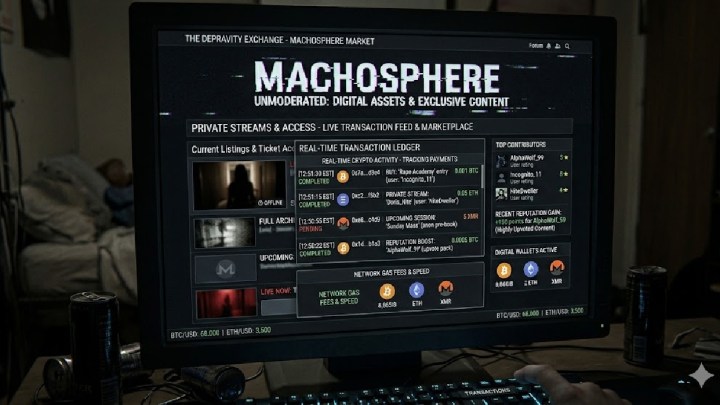 Los foros de la denominada "machósfera" utilizan criptomonedas para cobrar entradas y vender transmisiones en vivo, operando como un mercado estructurado de violencia sexual. CORTESÍA