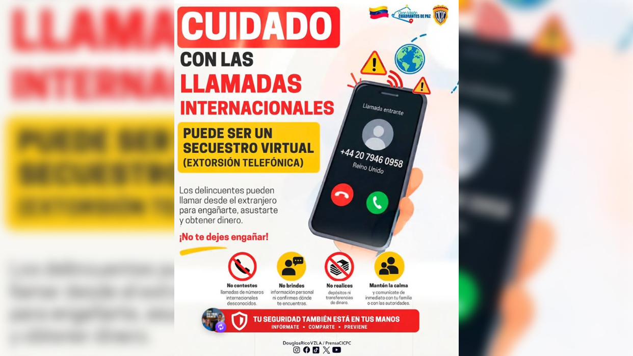 El Cicpc advierte sobre la modalidad del secuestro virtual (Imagen cortesía)